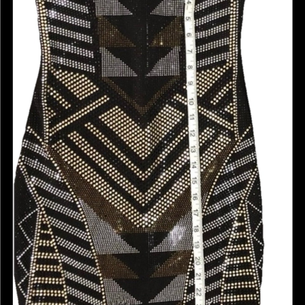 Crystal Doll Strapless Dress -Black, Silver and Gold Studded/ Geometric Size S - Picture 6 of 7